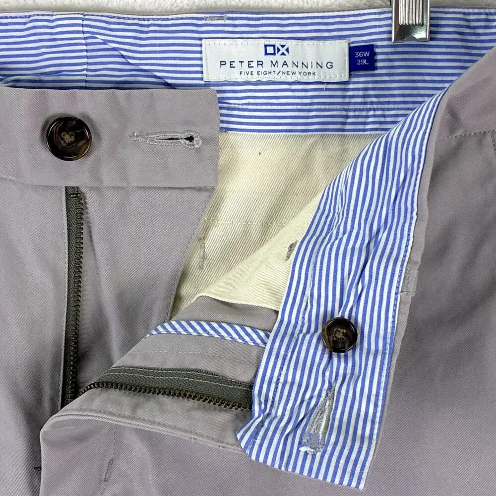 Peter Manning Pants Mens 36x29 Gray Chino Preppy New York Summer Classic USA